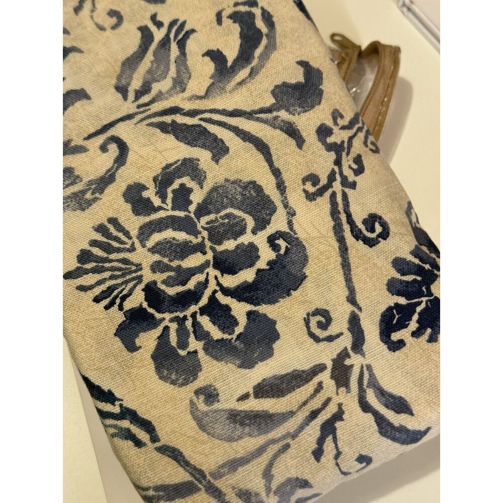 Ralph Lauren Chaps Pillow Standard Sham Bluff Point Blue Cream Floral Jute Trim